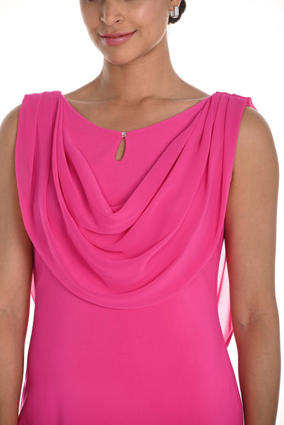 Bright Pink Draped Cowl Dress