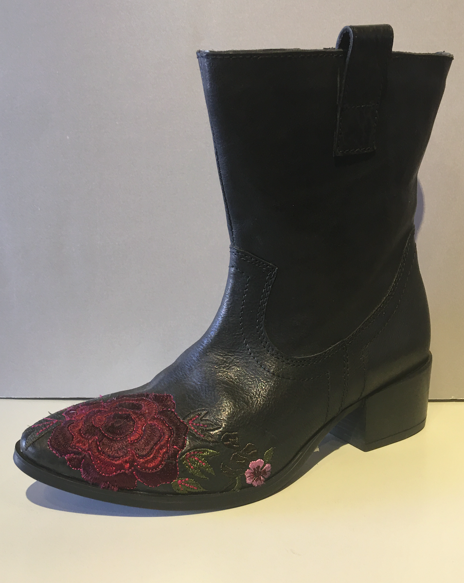 Rose embroidered ankle on sale boots