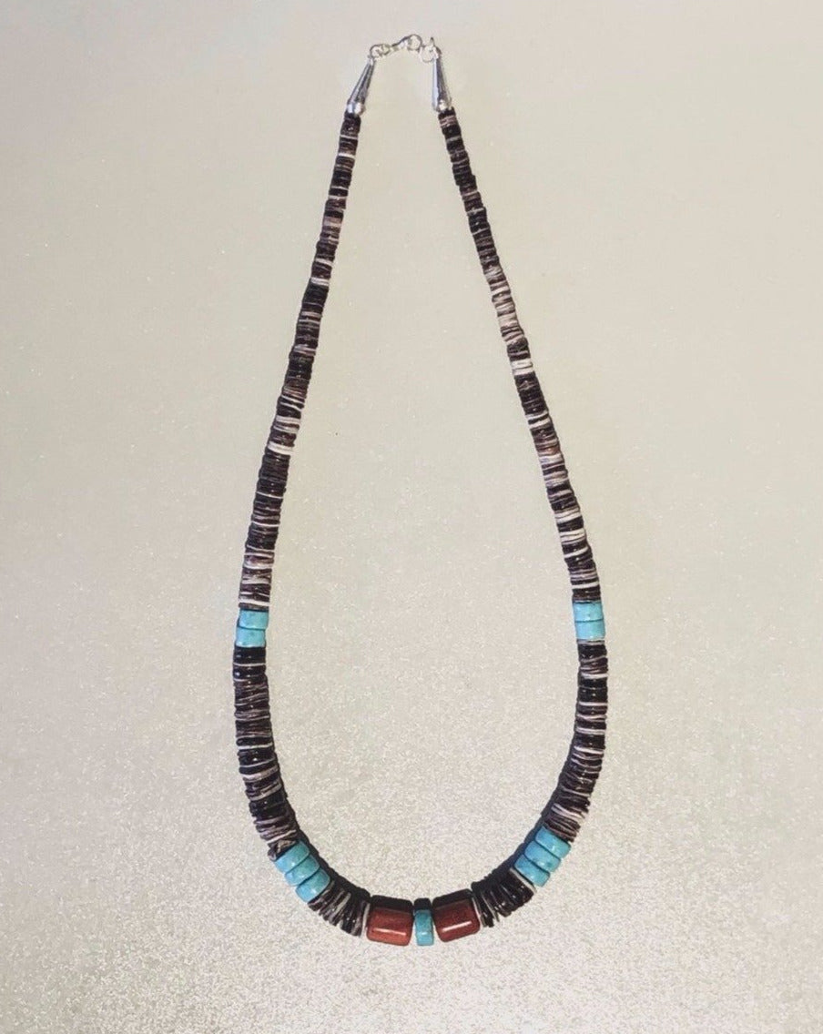 Turquoise, Oyster and Coral Necklace, Uni-Sex
