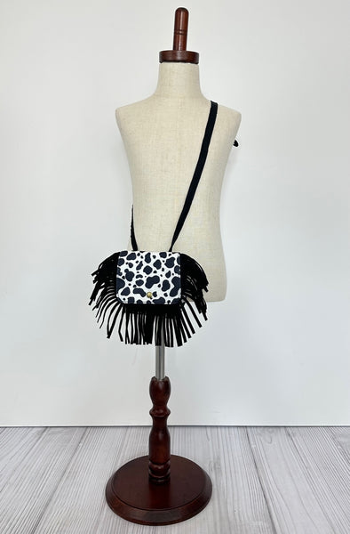 Crossbody Cow Print Fringe Bag