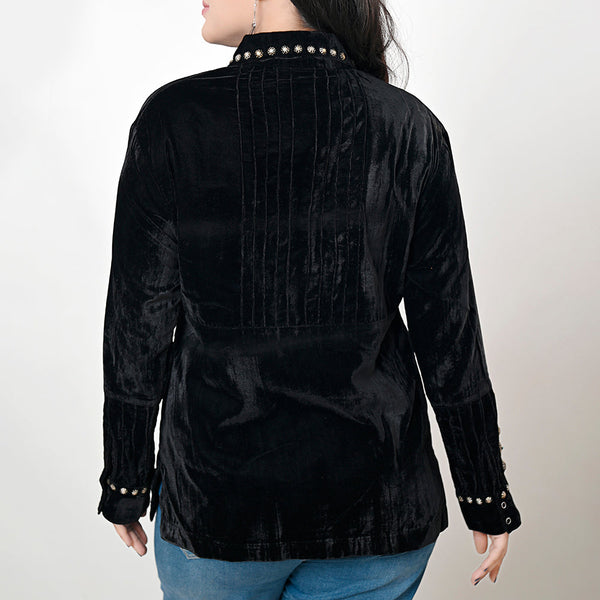 Black Velvet Tunic Shirt with Conchos