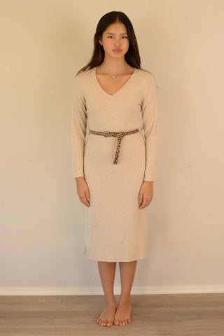 Rib Knit Long Sleeve Dress