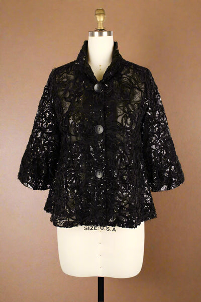 Floral Chenille & Sequins Peplum Jacket