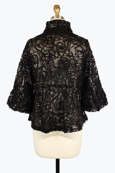 Floral Chenille & Sequins Peplum Jacket