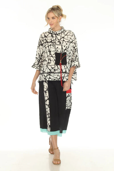 Abstract Mock Neck Top