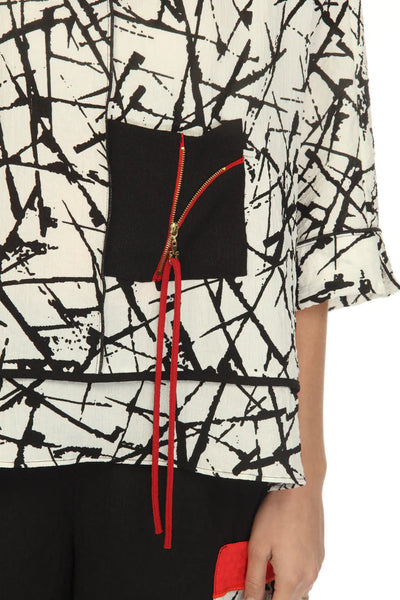 Abstract Mock Neck Top