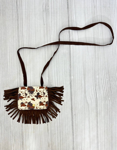 Crossbody Cow Print Fringe Bag