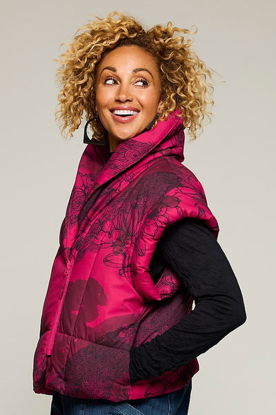 Peacock Puffer Jacket with Removable Sleeves