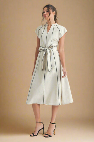 Contrast Stripe Midi Dress