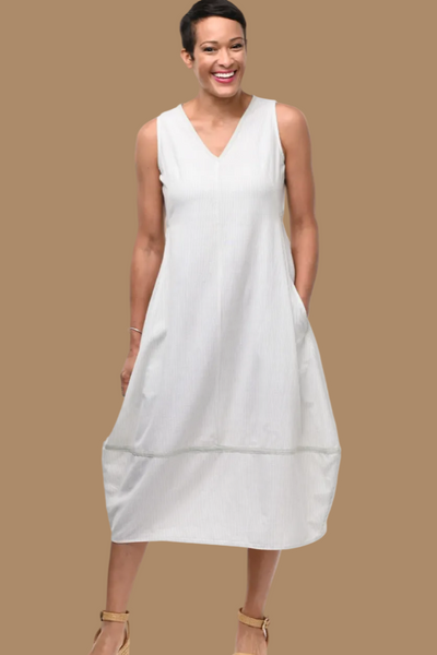 Patton dress in sage stripes
