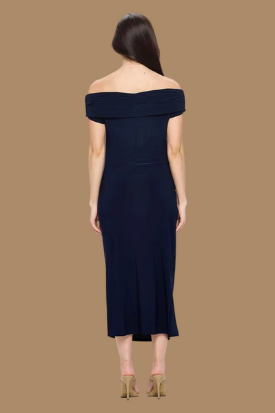 Off shoulder Ruched Dress with side slit
