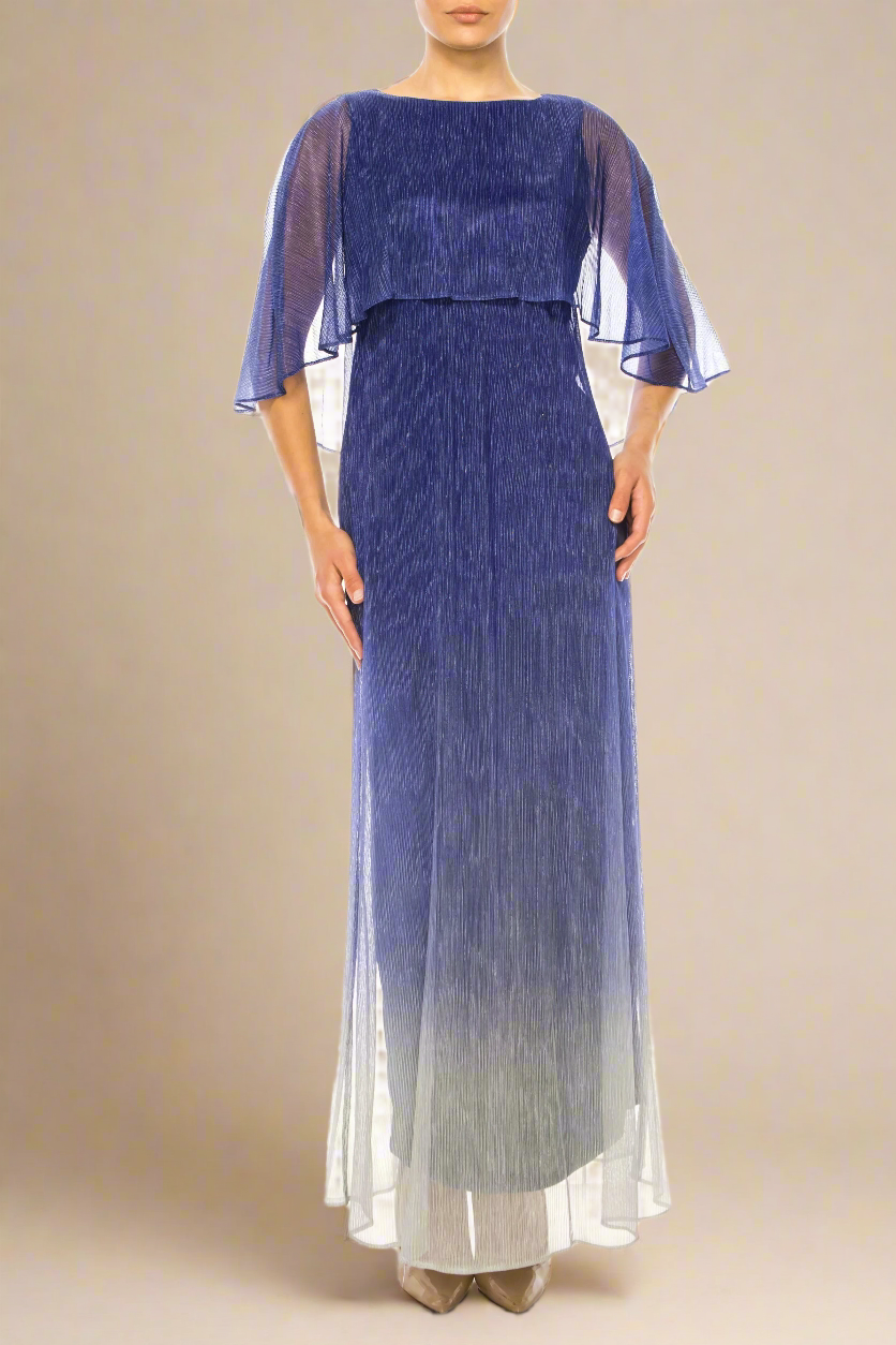 Danny & Nicole Ombre Metallic Cape Evening Dress Uli's Santa Fe Danny & Nicole Ombre Metallic Cape Evening Dress Uli's Santa Fe