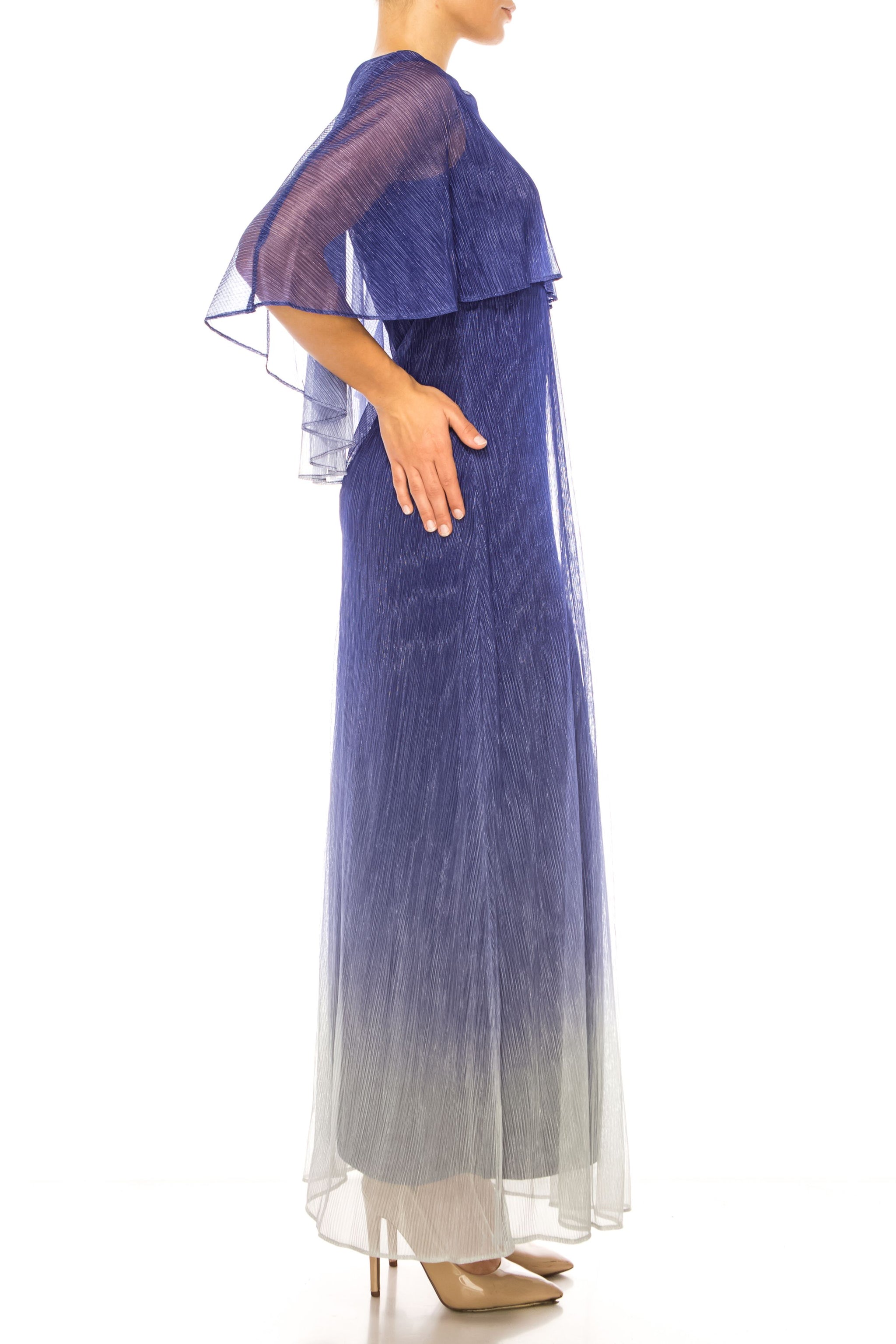 Danny & Nicole Ombre Metallic Cape Evening Dress – Uli's Santa Fe