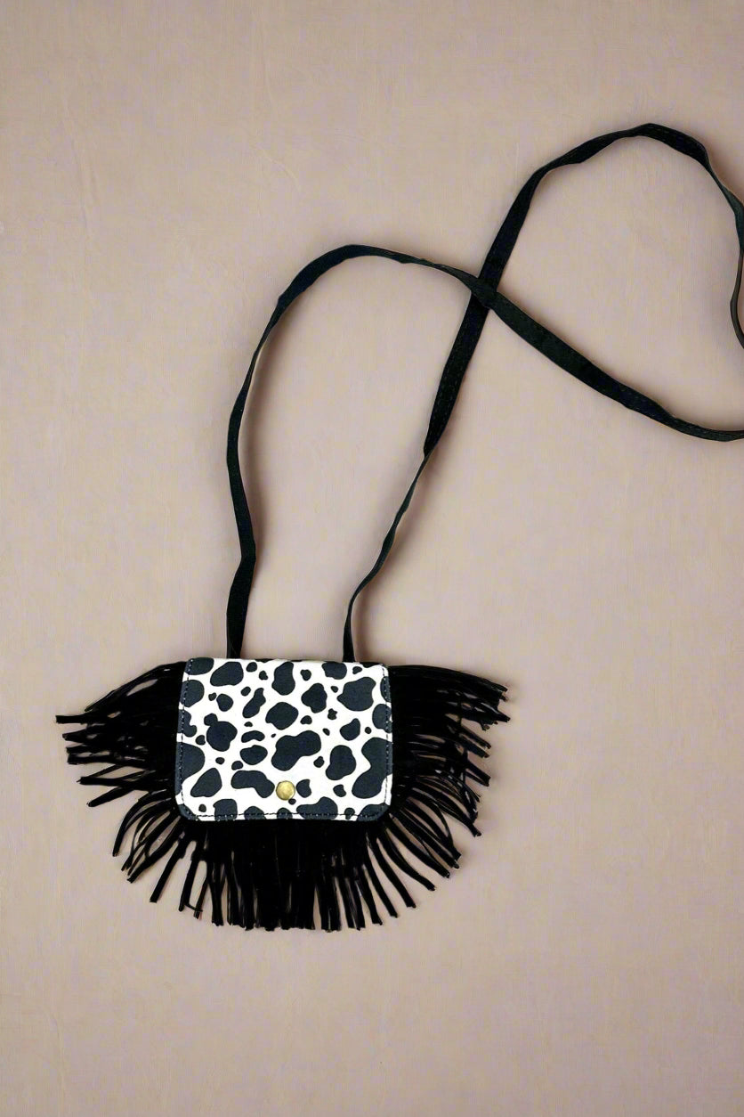 Crossbody Cow Print Fringe Bag