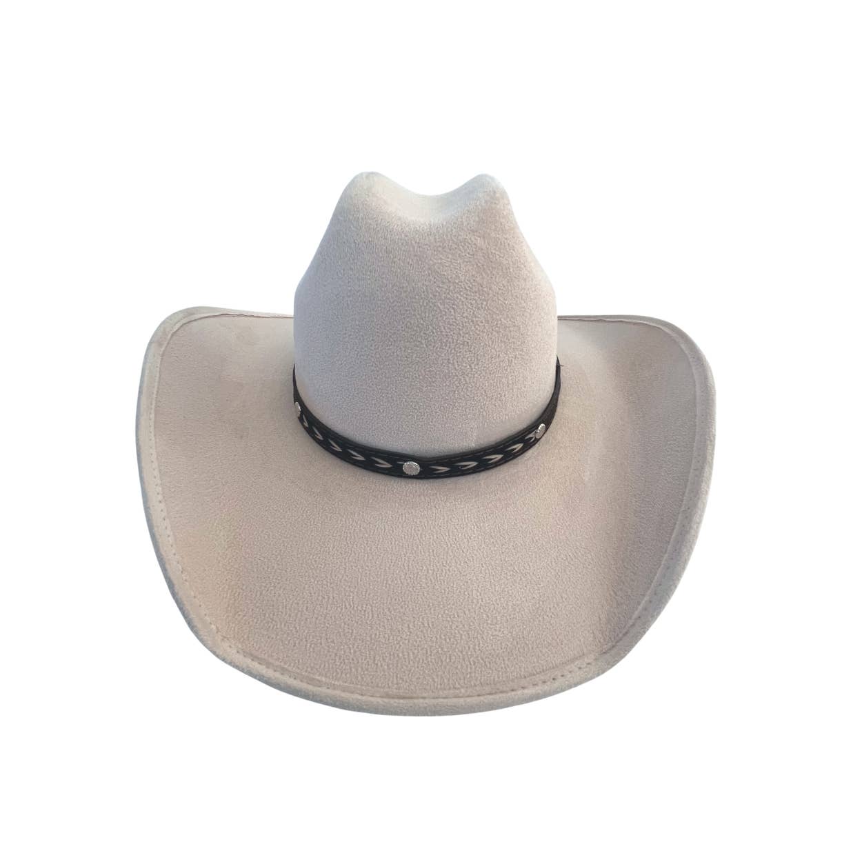 Modern Cactus Vegan Suede Ivory Wide/Flat Brim Hat - LIKE NEW! Vegan Suede Crown Top Hat... its brushed detail is amazing  main image 3