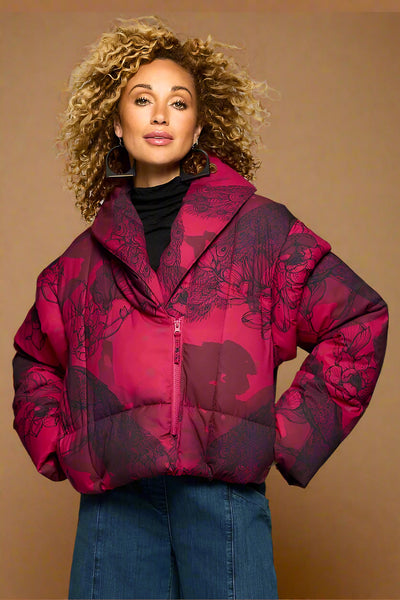 Peacock Puffer Jacket with Removable Sleeves