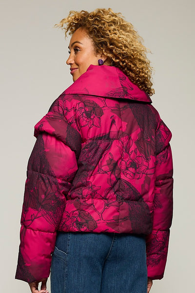 Peacock Puffer Jacket with Removable Sleeves