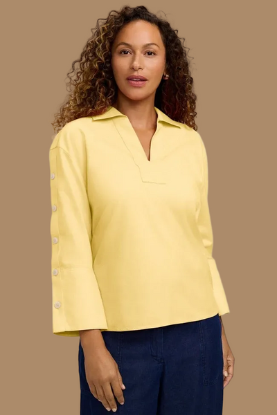 Lainey Pinpoint Burtton Sleeve Shirt