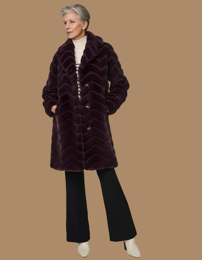 Zigzag Vegan Fur Coat