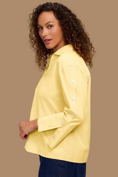 Lainey Pinpoint Burtton Sleeve Shirt
