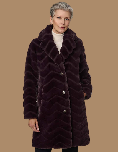 Zigzag Vegan Fur Coat
