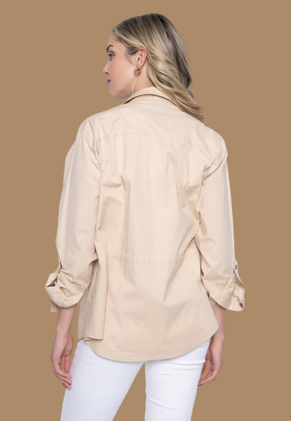 Button-Front Curved-Hem Jacket