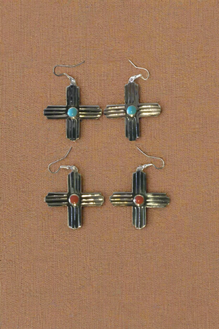 Sterling Silver Zia Earrings, Large Size