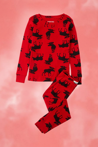 Moose on Red Kids Pajama Set