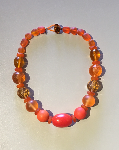 Vintage Orange Beaded Necklace