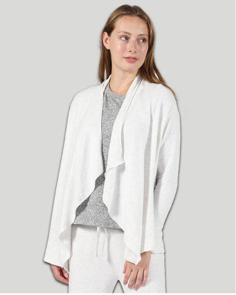 Soft Knit Draped Cardigan - Oatmeal