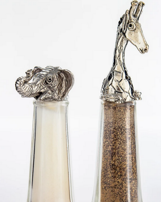 "Elephant and Giraffe" Handmade Salt and Pepper Shakers