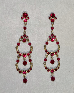 Yolanta Collection, Red Swarovsky Crystal, Chandelier Earrings
