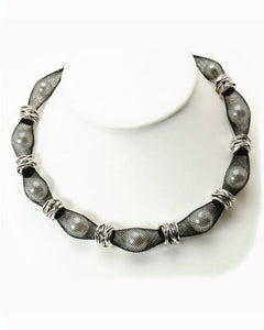 Black & Silver Mesh Necklace
