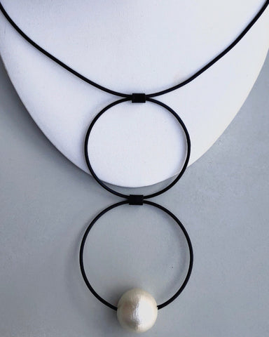 Pearl Drop Necklace with Hoops