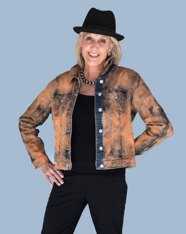 Orange Tie Dye Denim Jacket