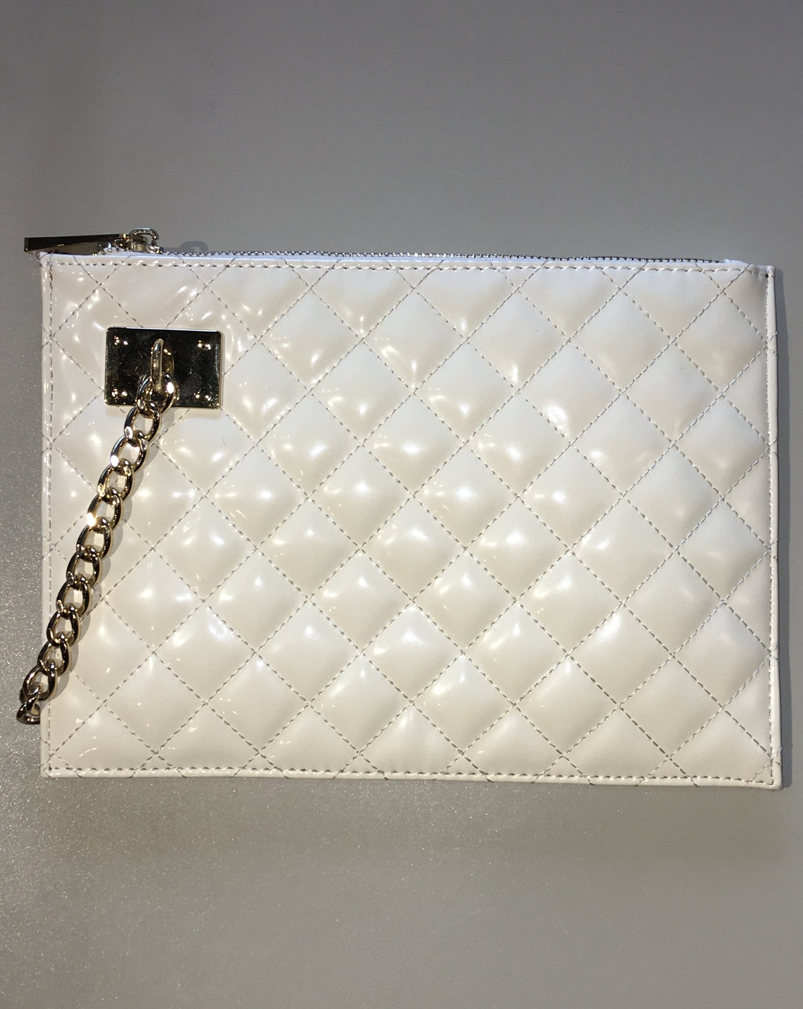 Quilted White Clutch