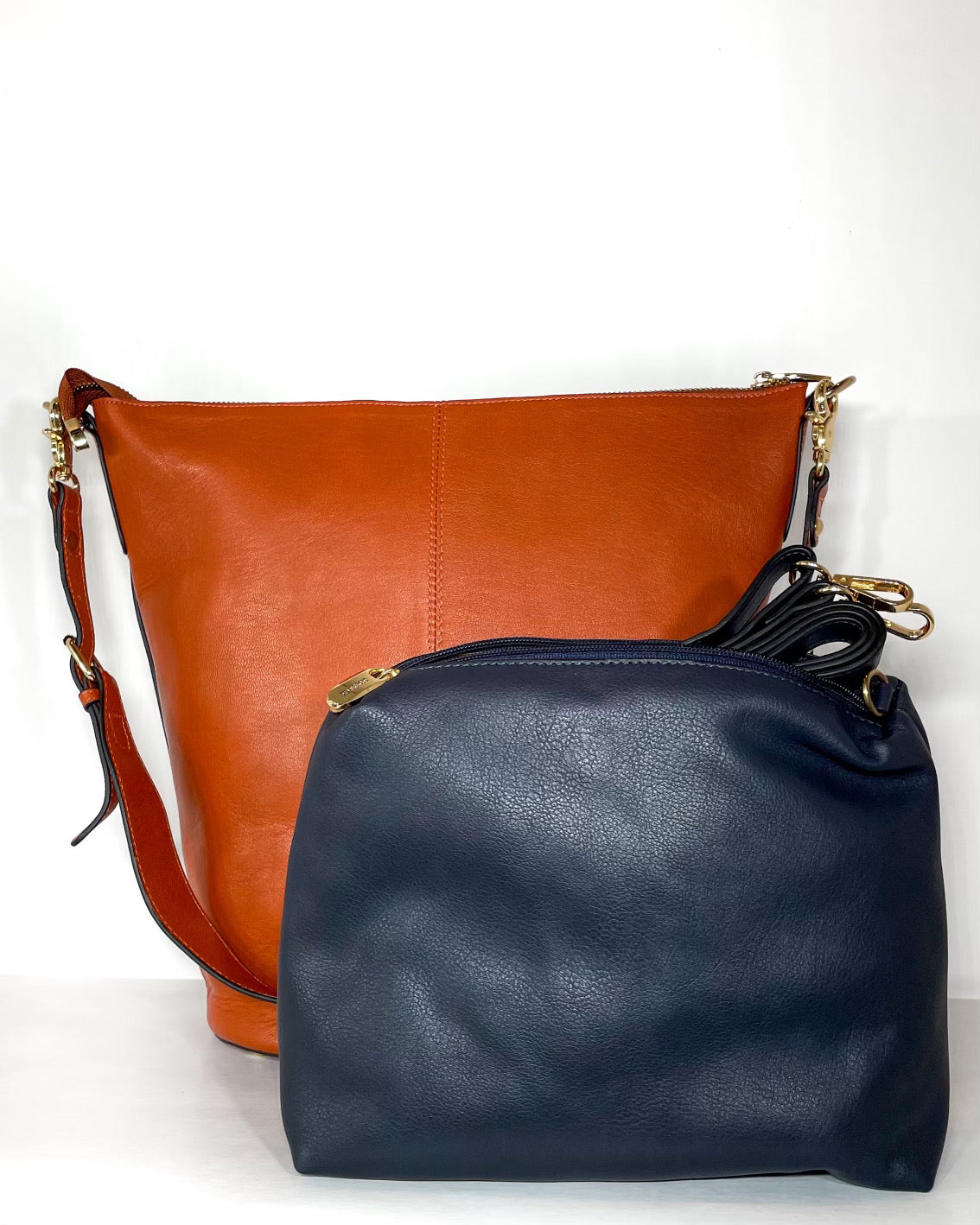Vintage Decor Orange Leather Bag