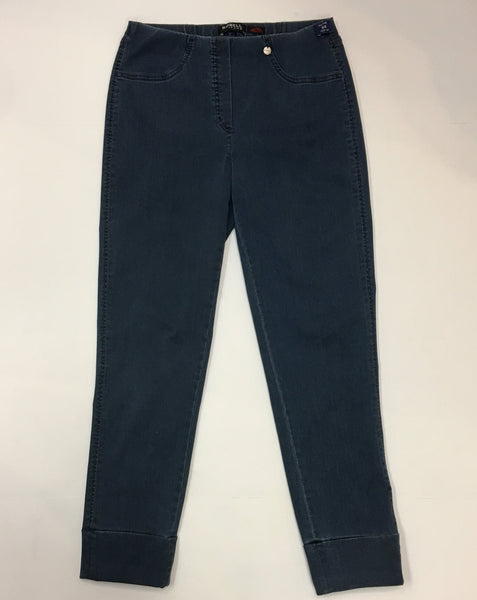 German Robell, Slim Fit Jeans with Cuffed Ankles in Denim