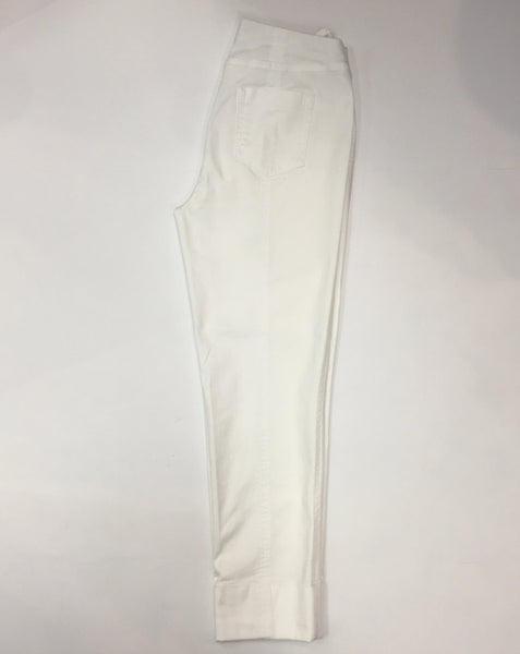 Cropped, Slim Fit White Robell Jeans with Cuffs