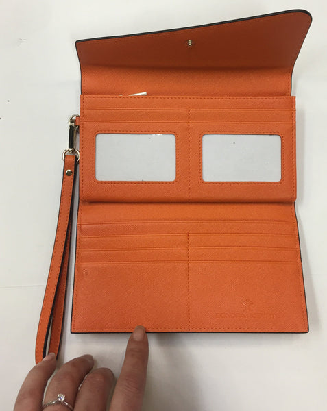Camel and Orange Wallet Clutch with Detachable Strap