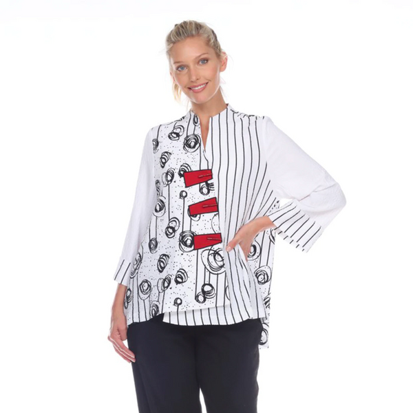 MOONLIGHT SWIRLS & STRIPES ASYMMETRIC JACKET
