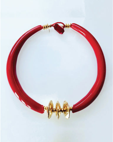 Red and Gold Glass Collar