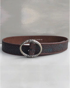 Rubbed Turquoise Leather Belt