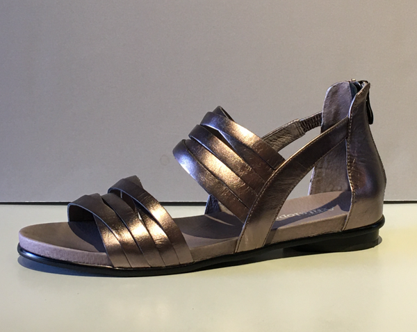 Metallic Flat Sandal with Zipper