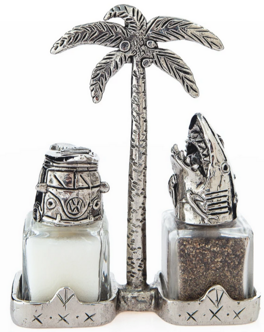 "California Dreaming" Handmade Salt and Pepper Shakers with Holder
