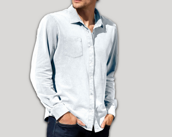 Men's Knit, Button Up Shirt (Black or White)