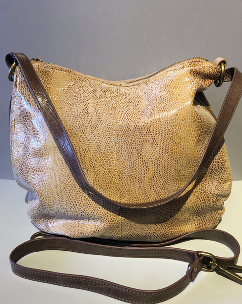 Honey Leather Snakeskin Bag